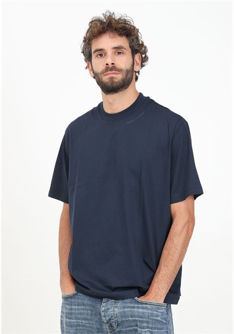 T-shirt manica corta blu da uomo con stampa logo ARMANI EXCHANGE | 6DZTJRZJ9AZ1510